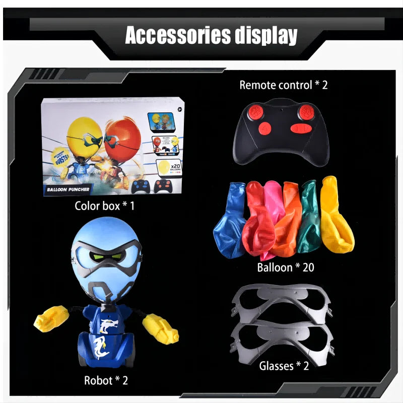 Electric Balloon Puncher Remote Control Boxing Combat Robot Blasting Balloon Battle Toy Parent-Child Interaction Party Game Gift