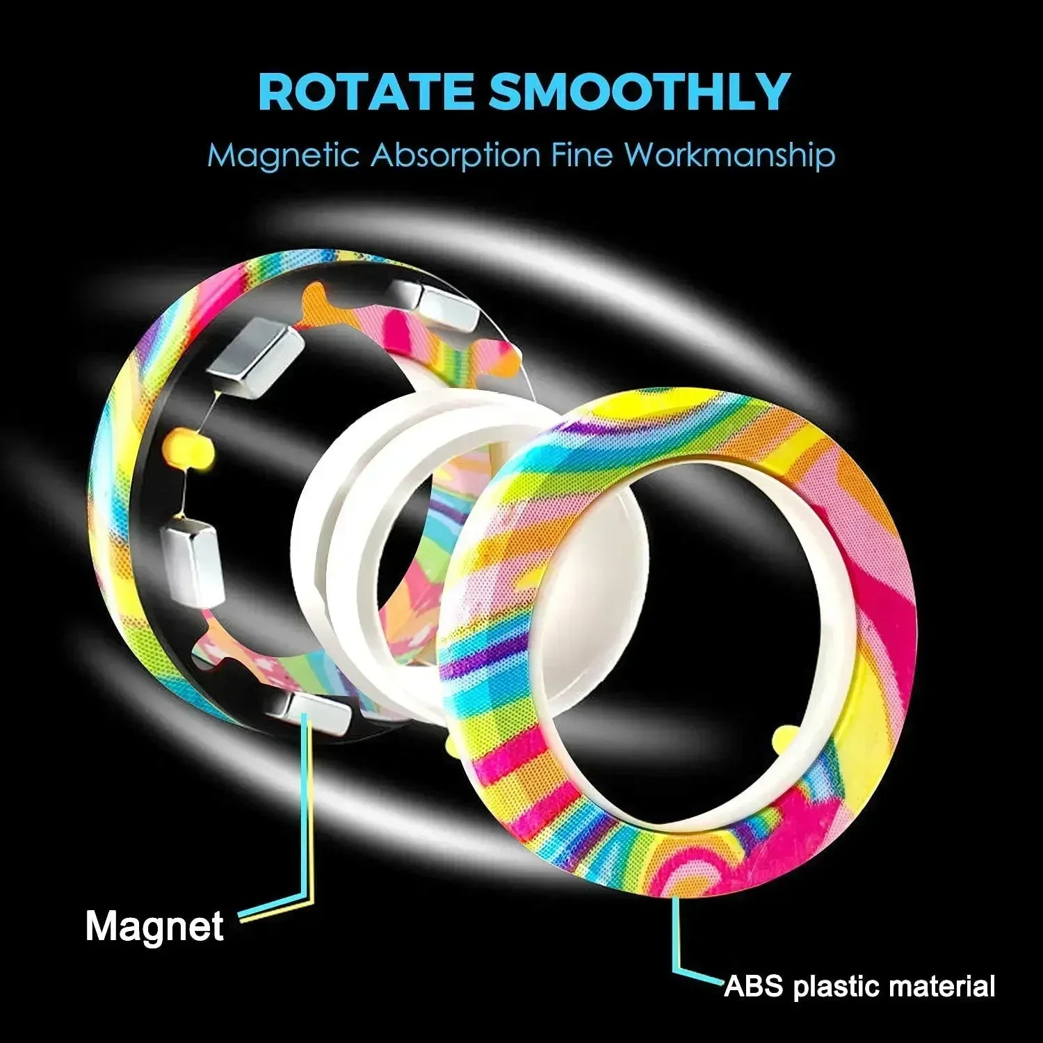 Magnetic Fidget Toys for Adults Magnetic Spinner Rings Decompression Toy Fingears Hand Fidget Antistress Spinner Ring Handle Toy