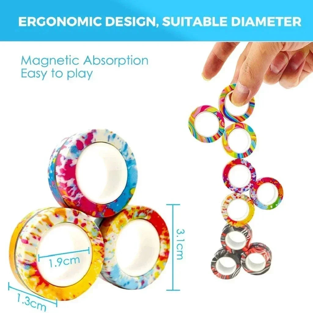 Magnetic Fidget Toys for Adults Magnetic Spinner Rings Decompression Toy Fingears Hand Fidget Antistress Spinner Ring Handle Toy