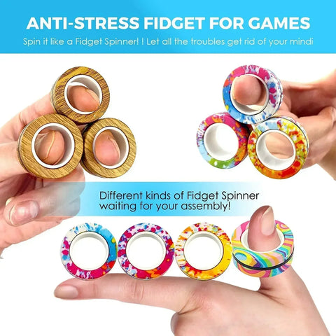 Magnetic Fidget Toys for Adults Magnetic Spinner Rings Decompression Toy Fingears Hand Fidget Antistress Spinner Ring Handle Toy