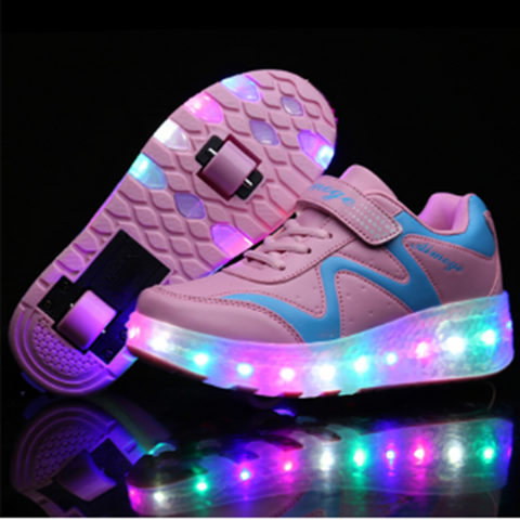 LED Light Rechargeable Wheel Roller Skating Children's Shoes