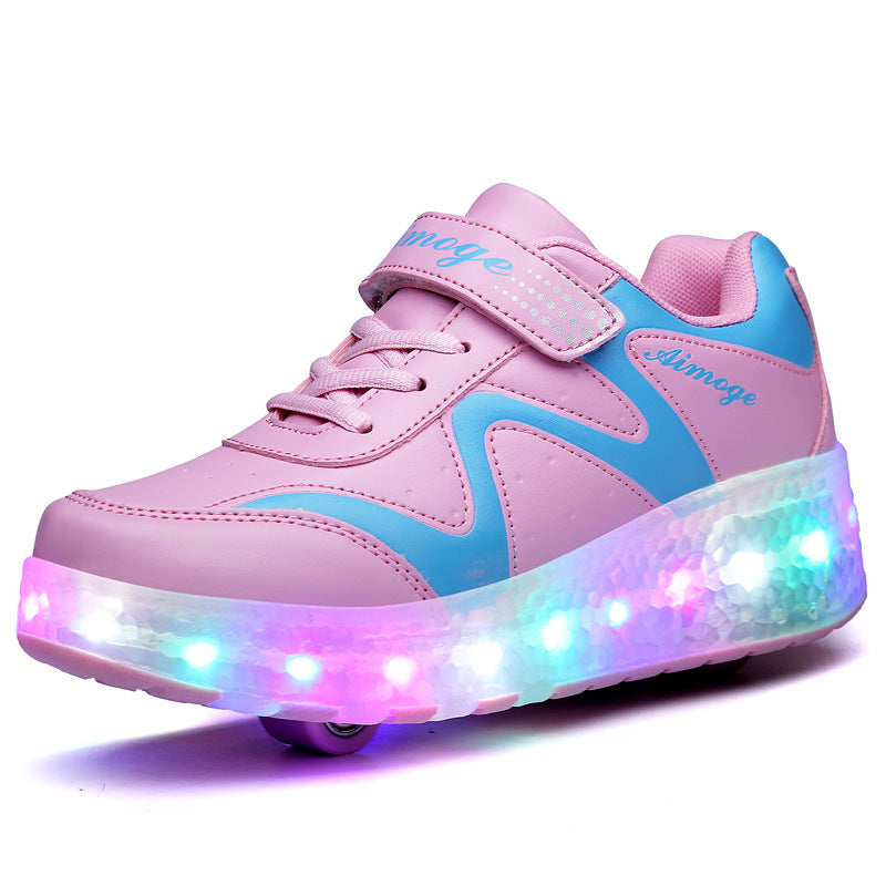 LED Light Rechargeable Wheel Roller Skating Children's Shoes