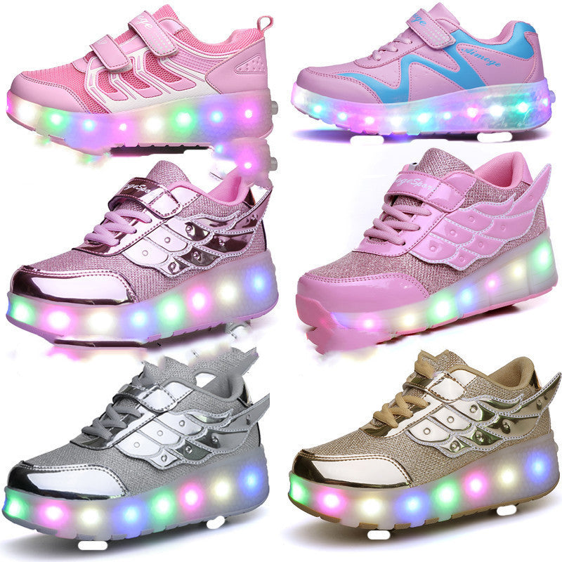 LED Light Rechargeable Wheel Roller Skating Children's Shoes